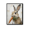 Vintage Bunny Eating Carrot Neutral Canvas Wall Art
