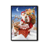 Santa Climbing Chimney With Reindeer Gift Sack Vintage Christmas Framed Wall Art