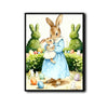 Watercolor Mother Baby Bunny Easter Garden Canvas Wall Art