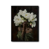 Black Woman With White Peony Flowers Canvas Wall Art, Elegant African American Woman Floral Portrait Painting, Dark Moody Botanical Lady Wall Decor