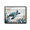 Vintage Sea Turtle Canvas Print, Wooden Plank Coastal Ocean Starfish Nautical Wall Art
