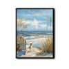 Serene Seaside Beach Wall Print, Adirondack Chair on Sand Dunes Ocean Scene Canvas for Living Room Decor