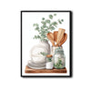 Watercolor Eucalyptus Kitchenware Still Life Framed Wall Art Print