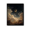 Antique Crescent Moon Starry Sky Canvas Wall Art Celestial Home Decor