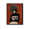 Boho Terracotta Woman Silhouette Canvas Poster, Bold Afro Hairstyle Modern Artwork for Office Gallery Wall Decor