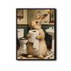 Funny Rabbit Bathroom Toilet Paper Canvas Wall Art