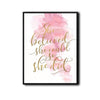 She Believed She Could So She Did Framed Motivational Wall Art Pink Watercolor Quote Print