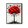 Valentine Red Heart Tree Canvas Wall Art, Ink Style Love Heart Tree Framed Canvas Print, Romantic Modern Bedroom Couple Wall Decor