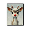Cute Baby Red‑Nosed Reindeer Framed Wall Art Christmas Oil Painting Print