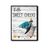 Hello Sweet Cheeks Sea Turtle Canvas, Rustic Funny Bathroom Wall Decor
