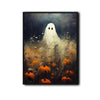 Vintage Ghost Pumpkin Field Halloween Framed Wall Art Print