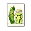 Funny Surprised Pickle Cucumber Watercolor Framed Wall Art Print