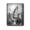 Funny Giraffe On Toilet Reading Newspaper Canvas Wall Art Cute Bathroom Decor