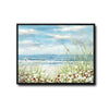 Wildflower Beach Dunes Ocean Canvas Print, Coastal Sailboat Horizontal Wall Art