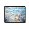 Underwater Starfish Seashell Blue Floral Canvas Print, Coastal Beach Horizontal Wall Art