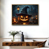 Witch Hat Glowing Jack O Lantern Haunted Castle Halloween Canvas Wall Art