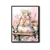 Watercolor Lop Bunny Flower Crown Rose Garden Bench Canvas Wall Art