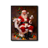 Humorous Christmas Framed Canvas Art | Funny Santa on Toilet Bathroom Wall Decor, Retro Holiday Xmas Wall Hanging Gift