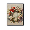 Vintage Red Carnation White Rose Flower Wreath Canvas Wall Art