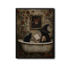 Vintage Witch Bathtub Black Cat Roses Halloween Framed Wall Art Print
