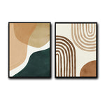 Set of 2 Neutral Arch & Organic Shape Boho Abstract Canvas Wall Art