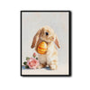 Lop Ear Bunny Holding Easter Egg Pink Rose Canvas Wall Art