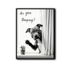 Black & White Funny Pitbull Wall Art Print, Are You Pooping Quote Dog Artwork, Novelty Bathroom Wall Decor