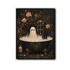 Vintage Ghost Bubble Bath Black Cat Halloween Framed Wall Art Print