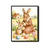 Mother Baby Bunny Painting Easter Eggs Country Watercolor Canvas Wall Art