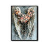 Romantic Flower Angel Wings Wall Print, Antique Floral Angel Wing Canvas for Living Room Bedroom Farmhouse Decor