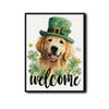 Golden Retriever St Patrick's Welcome Canvas Print