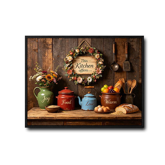 This Kitchen Offers Joy Food Love Warm Canvas, Vintage Country Kitchen Wall Decor