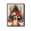 Christmas Reindeer Santa Hat Framed Wall Art Christmas Decoration
