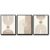 Set of 3 Neutral Boho Arch Geometric Canvas Prints, Mid Century Vertical Wall Art