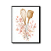 Watercolor Baking Utensils Pink Eucalyptus Framed Wall Art Print
