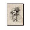 Vintage Sketch Santa Framed Wall Art Antique Drawing Farmhouse Christmas Print