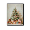 Pastel Christmas Tree & Gifts Framed Wall Art Vintage Oil Painting Print