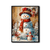 Vintage Big and Little Snowmen Rustic Christmas Framed Wall Art