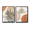 Set of 2 Terracotta Palm Leaf Boho Canvas Wall Art Neutral Organic Shape Decor
