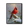Red Cardinal Bird Framed Wall Art Vintage Oil Painting Christmas Winter Print