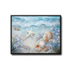Starfish Seashell Beach Canvas, Nautical Blue Floral Seaside Wall Decor