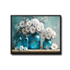 Teal Blue Glass Mason Jars White Daisy Hydrangea Canvas Wall Art, Faith Hope Love Floral Still Life Horizontal Print, Farmhouse Rustic Country Flower Wall Decor