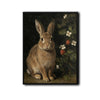 Dark Vintage Rabbit Berry Floral Vertical Canvas Wall Art