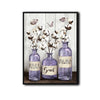 Farmhouse Bathroom Canvas Wall Art, Lavender Purple Jars Cotton Flower Relax Soak Unwind Spa Poster
