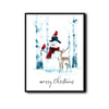 Merry Christmas Snowman Deer Cardinal Framed Wall Art Christmas Decoration