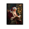 Vintage Santa Reading Book Framed Wall Art Oil Painting Christmas Print