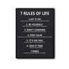 7 Rules Of Life Motivational Framed Canvas Wall Art, Inspirational Typography Quote Print for Home Office Decor