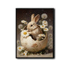 Baby Rabbit Easter Egg Shell Daisies Dandelions Canvas Wall Art