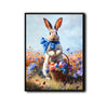 Blue Bow Bunny Easter Canvas Wall Art