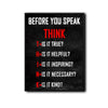 Rustic Before You Speak THINK Framed Canvas Wall Art, Positive Communication Motivational Sign for Office Study Room